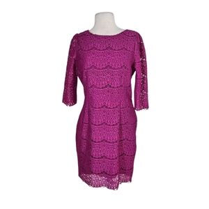 Darling Londin Magenta Lace Sheath Dress